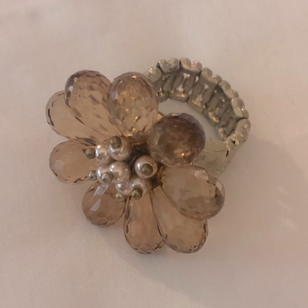 Costume Flower cocktail ring- champagne color